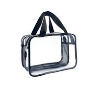 GSHLLO Two Compartment Clear Toiletry Bag Large Plastic Cosmetic Pouch Double Zipper Makeup Bag Case See Through Make Up Pouches Transparent Travel Beach Bag with Handles Clear