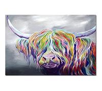 GSHRED Abstract Graffiti Art Highland Cow Abstract Canvas Painting Prints and Posters Wild Animals Pictures for Living Room Decor Frameless 70×100cm