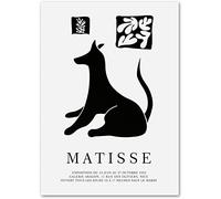 GSHRED Matisse Famous Animals Poster Black And White Dog Coral Leaves Canvas Prints Abstract Wall Art Living Room Decor Matisse Picture Home Gift Frameless 40×50cm
