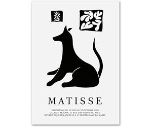 GSHRED Matisse Famous Animals Poster Black And White Dog Coral Leaves Canvas Prints Abstract Wall Art Living Room Decor Matisse Picture Home Gift Frameless 40×50cm