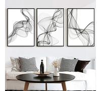 GSHRED Minimalist Black White Abstract Wavy Lines Poster Canvas Prints Paintings Interior Wall Art Pictures for Living Room Home Decor Frameless 60×80cm×3pcs