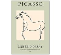 GSHRED Picasso Poster Abstract Line Horse Beige Neutral Wall Art Picasso Prints Picasso Canvas Painting Wall Picture Bedroom Home Decor Frameless 30×40cm