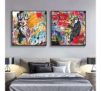 GSHRED Street Wall Graffiti Art Canvas Paintings Posters Follow Your Dreams Abstract Art Canvas Prints For Kids Room Home Decoration Frameless 40×40cm×2pcs