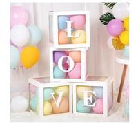 GSHUR 4PCS Balloon Boxes with LOVE Letters, Party Boxes Decorations Kit, 30cm Balloon Boxes for Wedding, Party Supplies