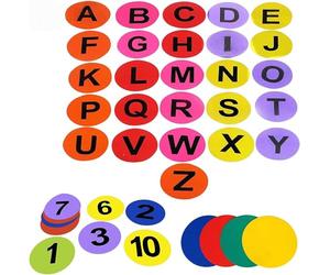 GSi Colorful Spot Markers Anti Slip Skid Rubber Dots for Drills and Training School Teaching (8 inch), Assorted Bright & Neon Colors (Alphanumeric Combo)