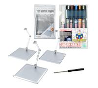 GSI Creos Marker Set & The Simple Stand (for Figures & Models) 3Piece Display Stand Set & 3mm(0.12 inches) Phillips Screwdriver (GMS122 Pour-Type Panel Liner Marker Set)