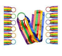 GSi Multicolor Sparkling Gymnastic Ribbon Rings - 12 Pack, 4.5" Ring with 32" Ribbon for Dance, Gymnastics, Baton Twirling & Rhythmic Play