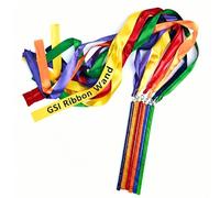 GSi Multicolor Sparkling Gymnastic Ribbon Wands - 12 Pack, 9" Stick with 32" Ribbon for Dance, Rhythmic Gymnastics, Parties & Movement Fun