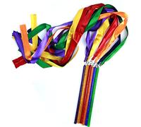 GSi Multicolor Sparkling Gymnastic Ribbon Wands [6 pack] with 9 inch stick and 1 meter ribbon for Gym, Training, Circus, Dance, Baton Twirling, Dancing Streamers (pack of 6)