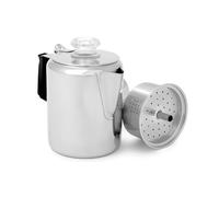 GSI Outdoors 3 Cup Percolator Coffee Pot Glacier Stainless Steel with Silicone Handle for Camping, Backpacking, Travel, RV & Hunting - Stove Safe