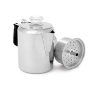 GSI Outdoors Percolator Coffee Pot I Glacier Stainless Steel with Silicone Handle for Camping and Backpacking, for Individuals and Groups, Stove Safe