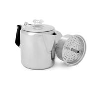GSI Outdoors Percolator Coffee Pot I Glacier Stainless Steel with Silicone Handle for Camping, Backpacking, Travel, RV & Hunting - Stove Safe - 6 Cup