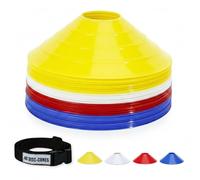 GSi Regular Soccer Cones - 40 Pack | 7Inch Diameter Cones in 4 Colors | Comes with Shoulder Strap | for Agility Training Drills
