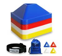 GSi Triangle Soccer Cones for Training ? Pack of 40 | Triangle Drill Cones in 4 Colors | Includes Strap & Carry Bag | Training Cones for Drills, Agility, Boundary Marking & Sports Practice