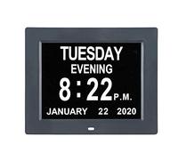 Gsituk 8 Inch Digital Calendar Day Date Clock- 5 Alarm 3 Medicine Reminder AM PM Day Date Month Memory Loss Clock for Seniors Dementia Impaired Vision (8''_Black)