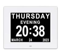 Gsituk 8 inch Large Digital Dementia Clock with 5 Alarms 3 Medicine Reminders, Digital Calendar Wall Clock with Day and Date for Seniors (white)