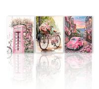 GSJMWD Canvas Wall Art, Pink Fashion Art Poster Prints Wall Decor, Funky Trendy Retro Quality Pink Canvas for Girls Room Bathroom Living Room Bedroom Home Decoration12x16inch/30x40cm, Unframed