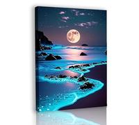 GSJMWD Framed Canvas Wall Art For Bathroom, Blue Beach Sea Nature Landscape Modern Artwork Sandy Pictures Bedroom Wall Decor Family Prints Paintings Home Wall Decoration 12x16inch/30x40cm