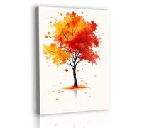 GSJMWD Framed Tree Canvas Wall Art, Autumn Tree Prints Colorful Abstract Orange Trees Landscape Pictures Painting Poster for Living Room Bedroom Bathroom Corridor Home Wall Decoration 30x40cm