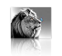GSJMWD Wall Art, White Gray Animal Painting Wall Decor, Lion Pictures Wildlife Poster Prints for Living Room Bathroom Bedroom Home Wall Decoration Unframed 30x40cm
