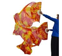 GSJNHY Belly Dance Fan 1 Pair Real Silk Belly Dance Veils Classic Size Fan Veil Dancer Preformance Show(Color 2,3XL-280x90Real Silk)