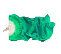 GSJNHY Belly Dance Fan Classical Dance Long Silk Fan Large Red Gradient Performance Elongated Rose(Green)