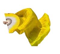 GSJNHY Belly Dance Fan Classical Dance Long Silk Fan Large Red Gradient Performance Elongated Rose(Yellow)