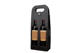 GSJNHY Wine Bottle Bags 1Pcs Wine Packing Bag Box Double Leather Packing Box Folding Portable Champagne Bottle Handle Window Bag Packaging Boxes Handbag(2hollow fold Black)