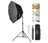 GSKAIWEN 110W Softbox Lighting Kit, 37.4 "/95cm Large Octagonal Parabolic Soft Box with Honeycomb Grid/Remote/Stand, Photography Lighting for Studio Video Recording, Portrait, Live Streaming (1 Pack)