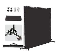 GSKAIWEN 360° Movable Background Stand with Wheels, Foldable Non-Reflective Black Backdrop for Product Photography, Portrait Photography, Parties, Studio Shoots, Video Production (7X6.5FT)