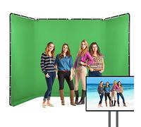 GSKAIWEN 7.87ft x 13.12ft Portable Large Chromakey Green Screen Backdrop with Stand Photography Background Support System for Photo Studio Video Shooting, Live Streaming, Parties, Keying, Stage