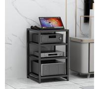 GSKDZG 3 4 5 6 Tier AV Media Stand Height Adjustable Audio Rack Record Player Stand Wooden Shelf Stereo Rack Media Storage Cabinet HiFi Rack(Black,4 Tier)