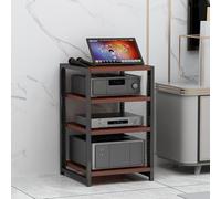 GSKDZG 3 4 5 6 Tier AV Media Stand Height Adjustable Audio Rack Record Player Stand Wooden Shelf Stereo Rack Media Storage Cabinet HiFi Rack(Teak,4 Tier)