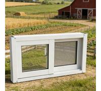 GSKDZG Aluminum Sliding Window Flush Mount Shed Window for Basement Bathroom House Garage Chicken Coop Attic Replacement Windows with Tempered Glass and Screen(White,W100 x H50cm (40" x 20"))