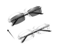 GSKDZG Rimless Reading Glasses Photochromic Sunglasses For Men Computer Readers +2.0 +2.5 Lightweight Comfortable(+2.5)