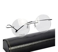 GSKDZG Rimless Reading Glasses Retro Round Readers Men Women Oversized Presbyopic Glasses Progressive Multifocal Reader(Black,+3.0)