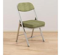 GSKFXJ Retro Folding Chairs With Padded Seats, Corduroy Fold Up Chair, Portable Stackable Commercial Seat, Home Dining Chairs With Backrest, Load-Bearing 200kg(Green)