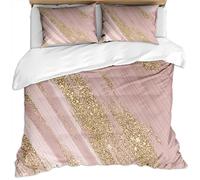 GSKOQD 3 Pieces Baby Bedding Sets Single Duvet Cover Set 3D Foundation Gold Shimmer Twill Pattern 135X200Cm Soft Fluffy Microfiber Winter Quilt Covers With 2 Pillowcases 50X75Cm, With Zipper Closure