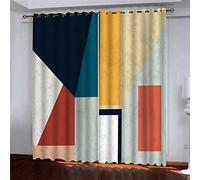 GSKOQD Blackout Curtains 3D Simple Geometric Print Pattern Pattern 280X260Cm Super Soft Thermal Insulated Noise Reducing Bedroom Curtains Blackout Eyelet Curtains For Living Room Nursery 2 Panels