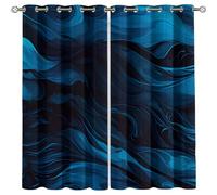 GSKOQD Blackout Curtains Eyelet 140X160Cm Super Soft Thermal Insulated Ring Top Blackout Curtains For Nursery Home Decoration Blue Black Abstract Art Pattern 3D Printing Pattern, 2 Panels