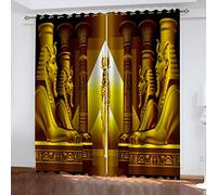 GSKOQD Curtains 220X214Cm Eyelet Blackout Curtains Ancient Egyptian Queen 3D Printing Pattern, Noise Reducing Thermal Insulated Eyelet Ring Top Curtains For Bedroom For Living Room, 2 Panels