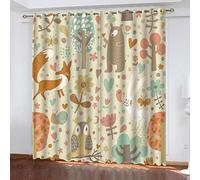 GSKOQD Curtains For Bedroom - Super Soft Thermal Insulated Black Out Curtains - Living Room Kitchen Decoration Eyelet - 3D Printed Colorful Forest Animals 280X260Cm(Wxl)- 2 Panels
