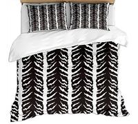 GSKOQD Duvet Cover Set King Size 230X220Cm - Black And White Tiger Stripes Pattern 3 Pcs Bedding Set With Zipper Closure And 2 Pillow Covers 50X75Cm Ultra Soft Easy Care Microfiber Quilt Cover Set