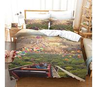 GSKOQD Duvet Cover Sets Double Size - 3 Pieces Colorful Balloons In The Sky Microfiber Polyester Bedding Set, Ultra Soft Quilt Duvet Cover 200X200Cm With 2 Pillowcases, For Baby Kids Adults Teenage