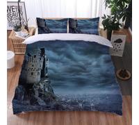 GSKOQD Duvet Covers King Size Beds 3 Pcs Retro Architectural Art Pattern Easy Care Bedding Set Duvet Covers 230X220Cm With 2 Pillowcases 50X75Cm Soft Microfiber Quilt Cover Set With Zipper Closure