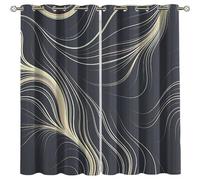 GSKOQD Eyelet Curtains For Living Room 200X160Cm 3D Smoky Grey White Marble Wave Bloom Printed Pattern, Super Soft Thermal Insulated Blackout Curtains Kids Bedroom Nursery Home Decoration, 2 Panels