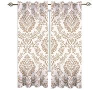 GSKOQD Eyelet Curtains For Living Room 200X160Cm 3D White Brown Jacquard Printed Pattern, Super Soft Thermal Insulated Blackout Curtains Kids Bedroom Nursery Home Decoration, 2 Panels