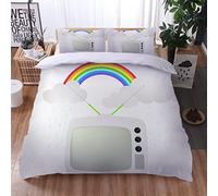 GSKOQD Home King Size Duvet Cover Bedding Set 100% Polyester 3D Rainbow Tv Series Print Printed Pattern 3 Pcs With 2 Pillowcases Lightweight Ultra Soft Microfiber Quilt Cover Set 230X220Cm