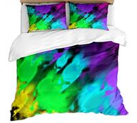 GSKOQD Single Duvet Cover Set 3 Pcs Colorful Graffiti Art Pattern Easy Care Bedding Set Duvet Covers 135X200Cm With 2 Pillowcases 50X75Cm Soft Microfiber Quilt Cover Set With Zipper Closure