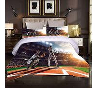 GSKOQD Single Duvet Cover Set 3 Pcs Kids Single Bedding Sets 135X200Cm - Ultra Soft Easy Care Microfiber Quilt Cover Set With Zipper Closure With 2 Pillowcases - 3D Ice Hockey Players Pattern